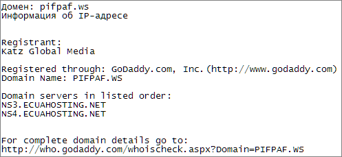 Whois данные о сайте РifРaf.ws